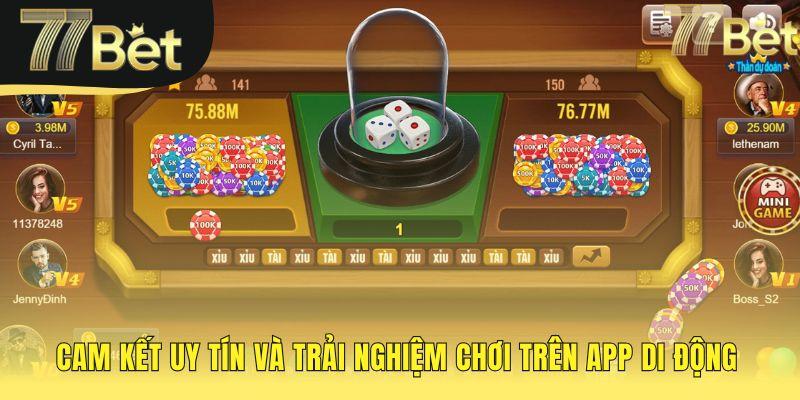 Trải nghiệm tài xỉu 77bet an toàn với mã hóa SSL và app